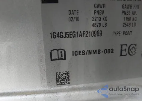 2010 Buick Lacrosse Cx z USA, uszkodzony, nr VIN 1G4GJ5EG1AF210969